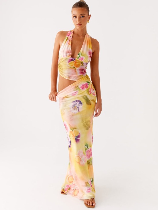 Peppermayo Other - Peppermayo Floral Yellow Halter Vacation Maxi Dress